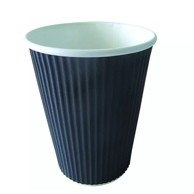 PacknWood Rippled Black Cup - 12oz Diam.3.5'' H:4.25'' - 500 pcs