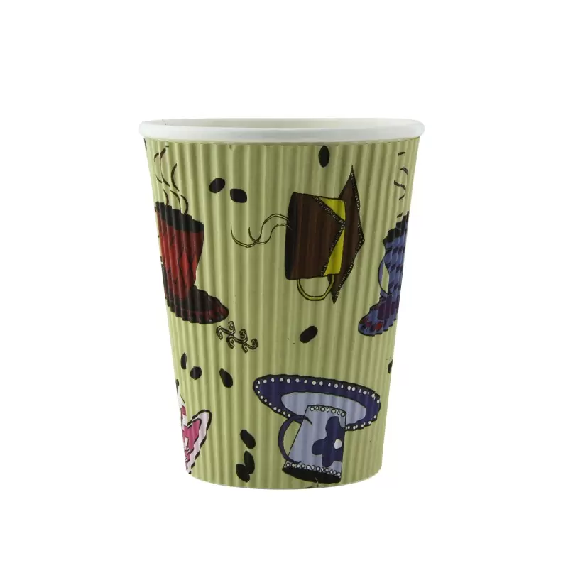 PacknWood Rippled Teacup Design Cup - 12oz Diam.3.5'' H:4.25'' - 500 pcs