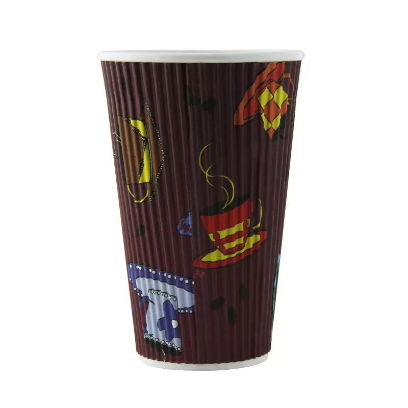 PacknWood Rippled Teacup Design Cup - 16oz Diam.3.5'' H:5.4'' - 1000 pcs