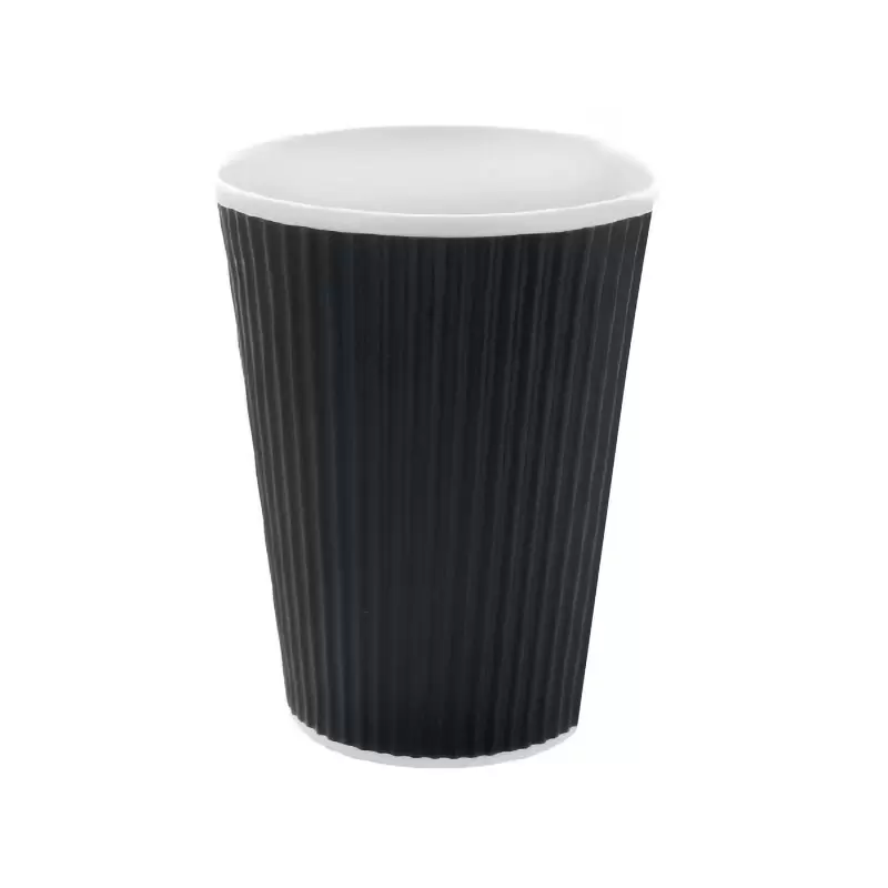 PacknWood Rippled Black Cup - 20oz Diam.3.5'' H:6.1'' - 500 pcs