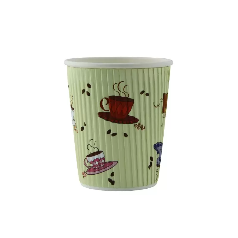 PacknWood Rippled Teacup Design Cup - 8oz Diam.3.1'' H:3.6'' - 1000 pcs