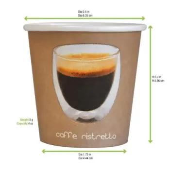 PacknWood Ristretto Paper Cup - 4oz Diam.2.3'' H:2.5'' - 3000 pcs