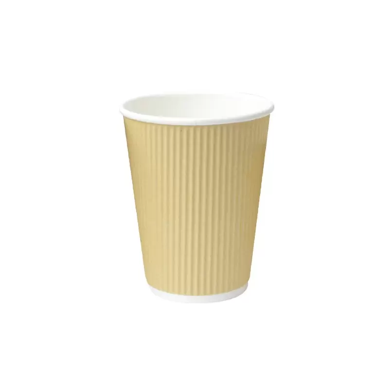 PacknWood Compostable Rippled Kraft Cup - 8oz Diam.3.1'' H:3.6'' - 1000 pcs