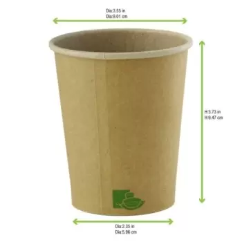 PacknWood Zen Kraft Recyclable Paper Cup - 10oz Diam.3.5'' H:4.1'' - 1000 pcs