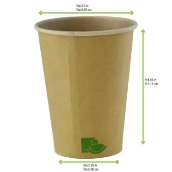 PacknWood Zen Kraft Recyclable Paper Cup - 12oz Diam.3.5'' H:4.4'' - 1000 pcs