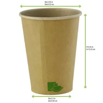 PacknWood Zen Kraft Recyclable Paper Cup - 16oz Diam.3.5'' H:5.2'' - 1000 pcs