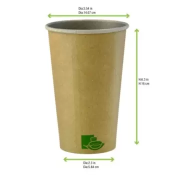 PacknWood Zen Kraft Recyclable Paper Cup - 20oz Diam.3.54'' H:6.3'' - 500 pcs