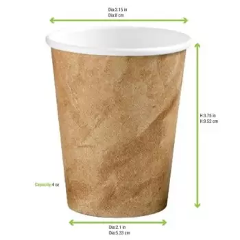 PacknWood Brown Kraft Look Paper Cup - 4 oz - 2000 pcs