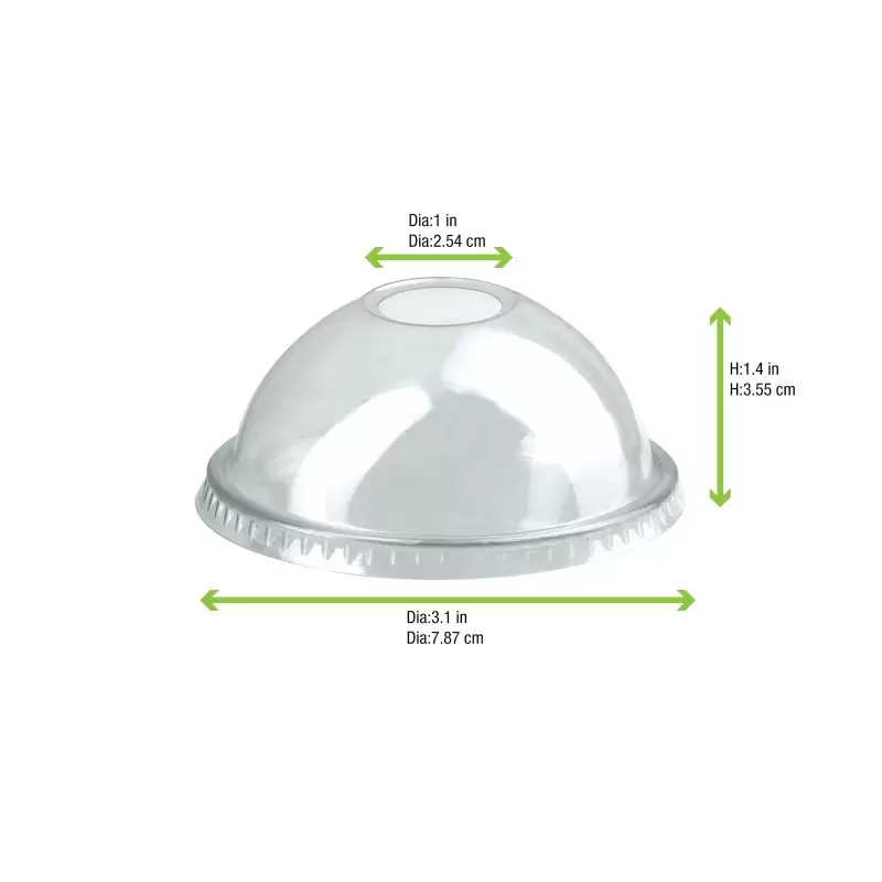 PacknWood Clear Pet Dome Lid For 210Poc81N & 210Pob80 & 210Poc121N & 210Pob121 - 2.91 x 2.91 x 1.37'' - 1000 pcs