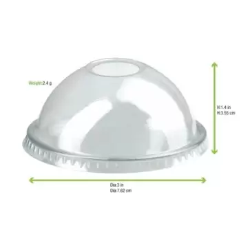 PacknWood Clear Pet Dome Lid With Hole For 210Poc81N & 210Pob80 & 210Poc121N & 210Pob121 - Diam.2.9'' - 1000 pcs