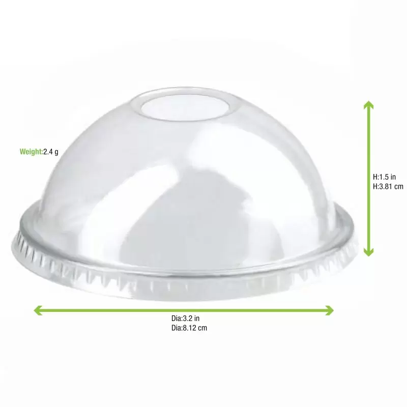 PacknWood Clear Dome Lid With Hole - 3'' - 1000 pcs