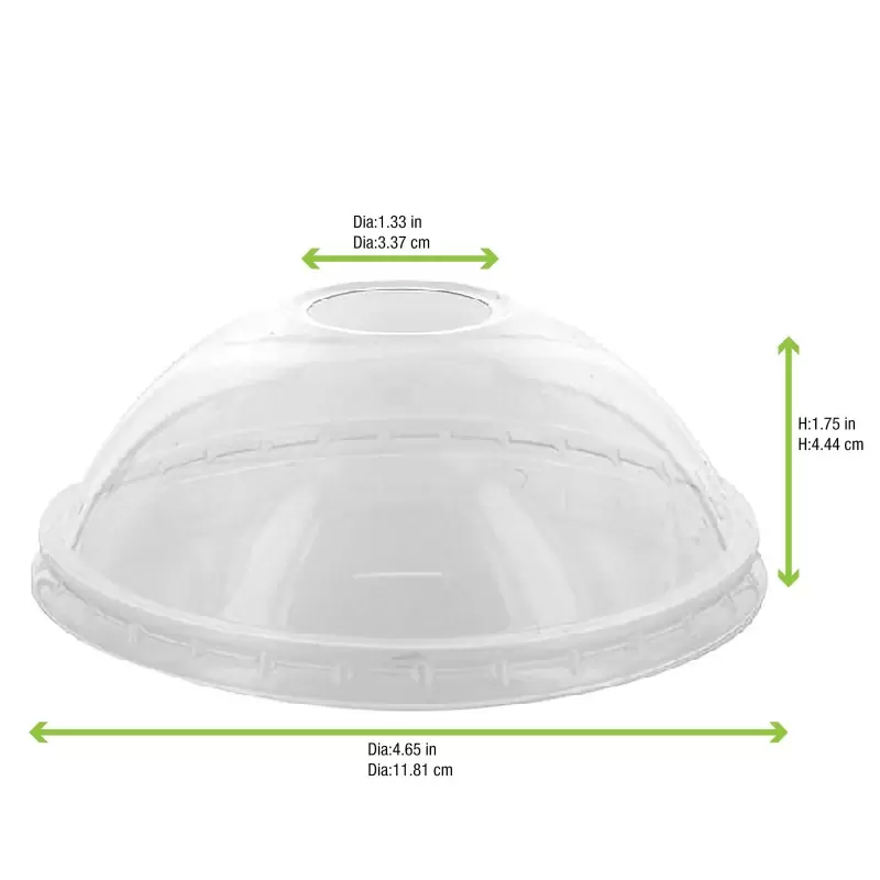 PacknWood Clear Pet Dome Lid For 210Del''ews & 210Delipoc & 210Delik - Diam.4.49'' H:3.25'' - 500 pcs