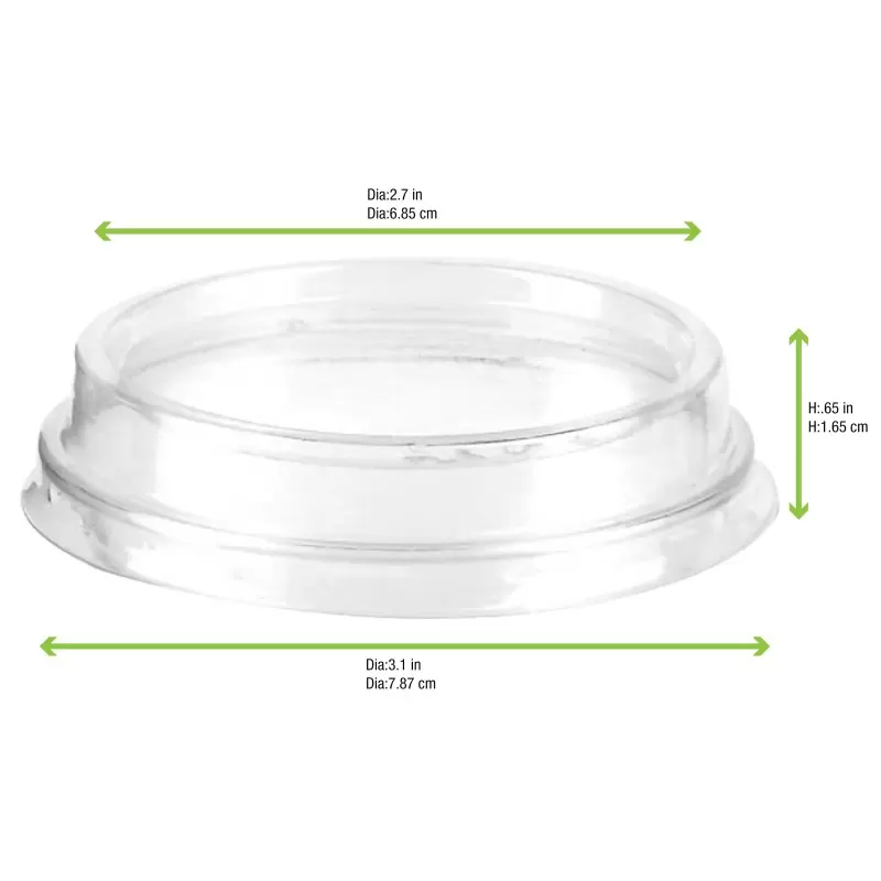 PacknWood Clear Compostable Flat Lid For 210Gpla200 - Diam.2.99'' - 2000 pcs