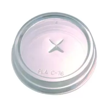 PacknWood Clear Flat Plastic Lid With Cross - Diam.2.99'' 76mm - 2000 pcs