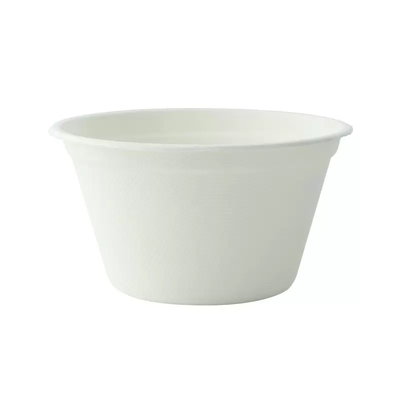 PacknWood White Sugarcane Takeout Bowl - 12oz Diam.4.3'' - 500 pcs