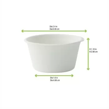 PacknWood White Sugarcane Souffle - Portion Cup - 2oz Diam.2.1'' - 2000 pcs