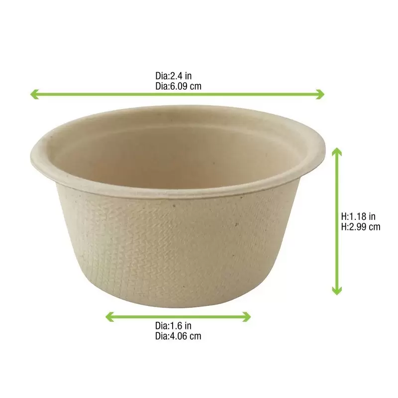 PacknWood Brown Sugarcane Souffle - Portion Cup - 2oz Diam.2.1'' - 2000 pcs