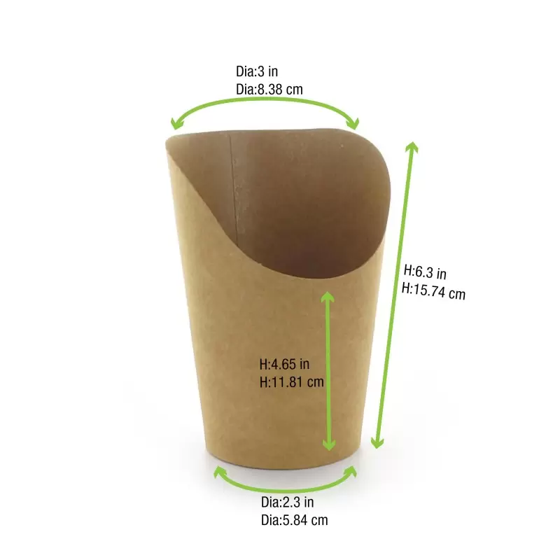 PacknWood Kraft Wrap Cup - 14oz H:6.3 Diam.3'' - 1000 pcs