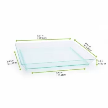 PacknWood Klarity Square Transparent Green Dish - 5.1 x 5.1'' - 100 pcs