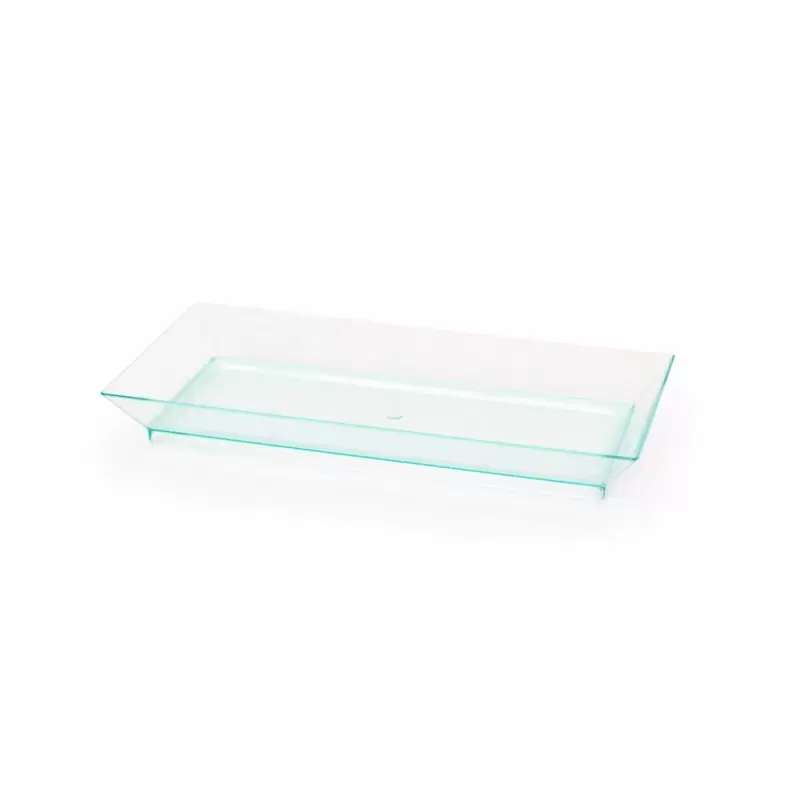 PacknWood Klarity Rectangular Transparent Green Dish - 5.3 x 2.5'' - 200 pcs