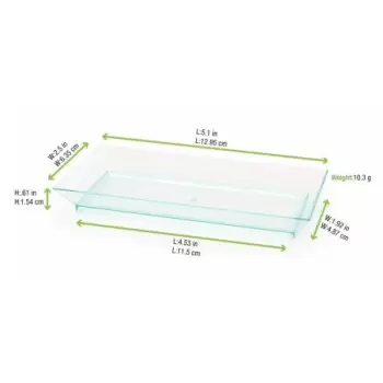 PacknWood Klarity Rectangular Transparent Green Dish - 5.3 x 2.5'' - 200 pcs