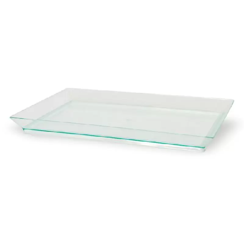 PacknWood Klarity Rectangular Transparent Green Dish - 7 x 5.1'' - 100 pcs