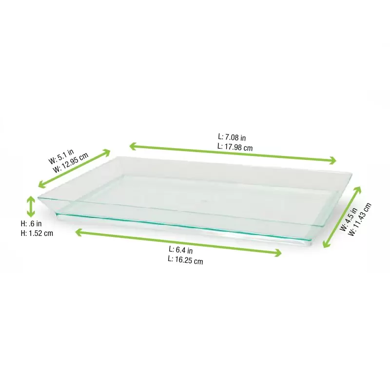 PacknWood Klarity Rectangular Transparent Green Dish - 7 x 5.1'' - 100 pcs