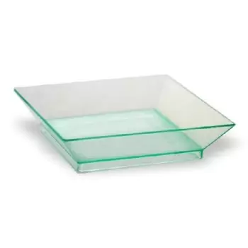 PacknWood Klarity Square Mini Transparent Green Dish - 1.5oz 2.5 x 2.5'' - 200 pcs