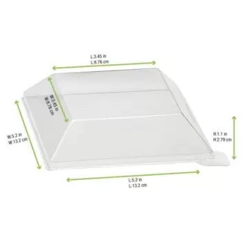 PacknWood Klarity Transparent Pet Green Lid For 210Klar1313 - 5.11 x 5.11 x 1.18'' - 100 pcs