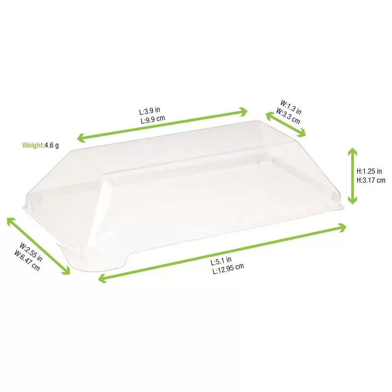 PacknWood Klarity Transparent Petgreen Lid For 210Klar1365 - 5.11 x 2.55'' - 200 pcs