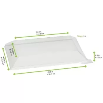 PacknWood Klarity Transparent Pet Green Lid For 210Klar1813 - 7.08 x 5.11 x 1.18'' - 100 pcs