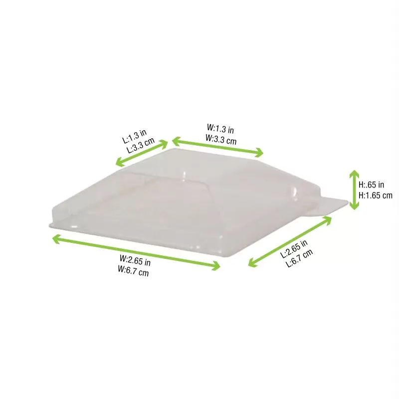 PacknWood Klarity Transparent Pet Green Lid For 210Klar6565 - 2.55 x 2.55'' - 200 pcs