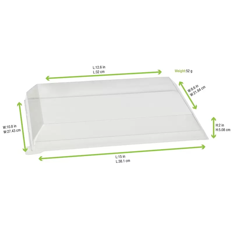 PacknWood Klarity Transparent Pet Green Lid For 210Klartray - 14.9 x 10.7 x 1.18'' - 50 pcs