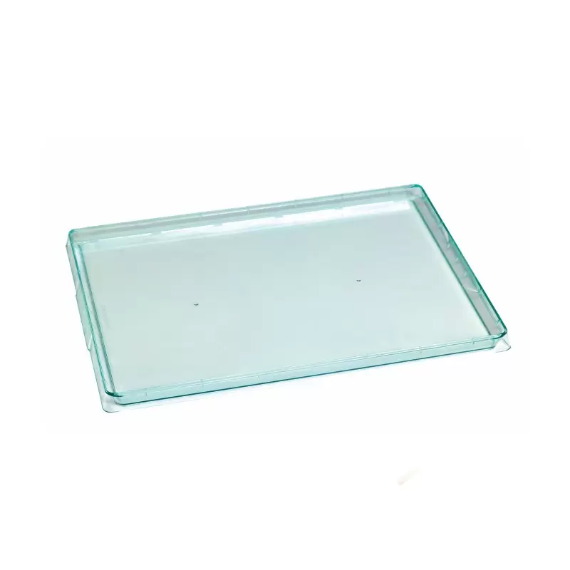 PacknWood Klarity Rectangular Transparent Green Tray - 15 x 10.7'' - 50 pcs