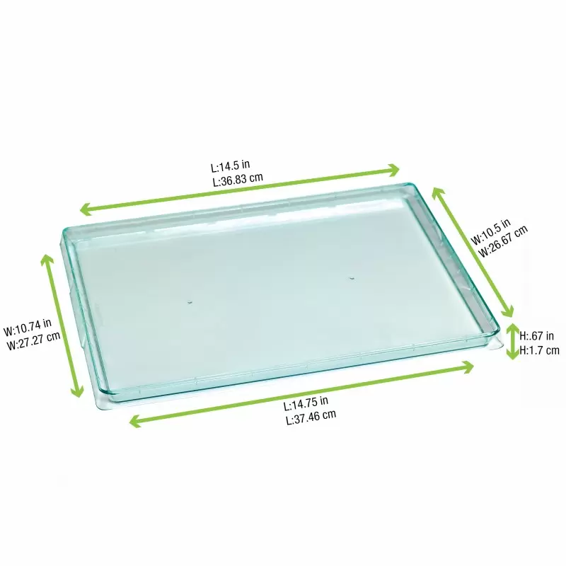 PacknWood Klarity Rectangular Transparent Green Tray - 15 x 10.7'' - 50 pcs