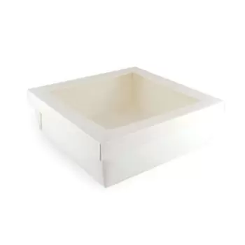 PacknWood White Kray Boxes With Pet Window Lid - 132oz 8.7 x 8.7 x 3.2'' - 100 pcs