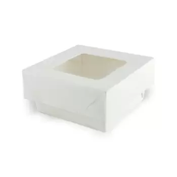 PacknWood White Kray Boxes With Pet Window Lid - 7oz 2.8 x 2.8 x 1.6'' - 250 pcs