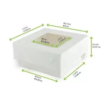 PacknWood White Kray Boxes With Pet Window Lid - 7oz 2.8 x 2.8 x 1.6'' - 250 pcs