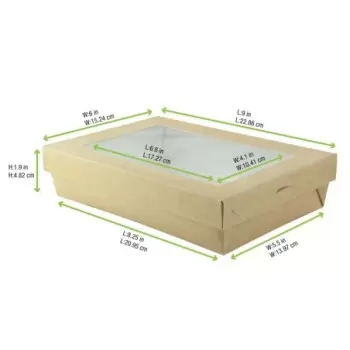 PacknWood Bakeable Kraft Kray Box With Pet Lid - 50oz 8.9 x 6.1 x 2'' Up to 4 - 100 pcs