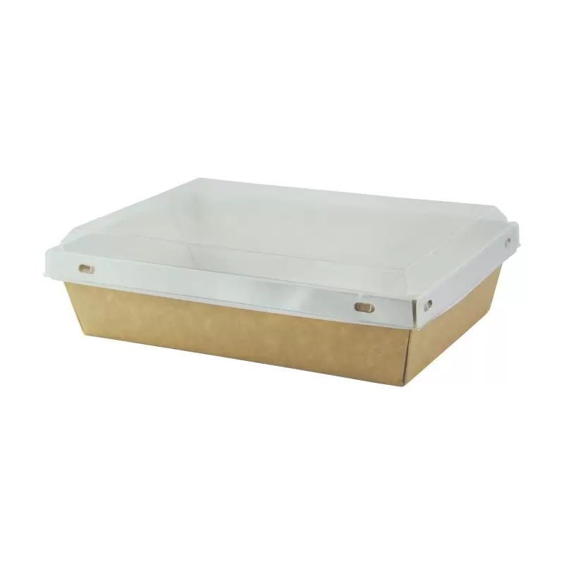 PacknWood Laminated Kraft Box With Clear Pet Lid - 32oz 7.9 x 5.5 x 2'' - 100 pcs