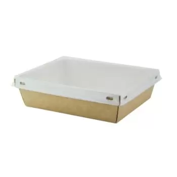 PacknWood Laminated Kraft Box With Clear Pet Lid - 24oz 6.7 x 5.1 x 1.8'' - 100 pcs