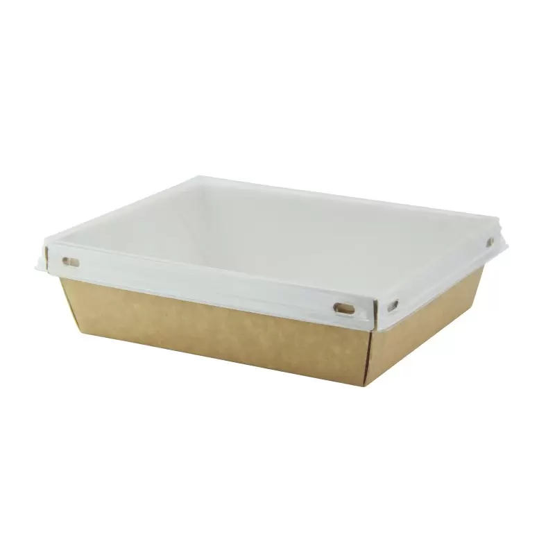 PacknWood Laminated Kraft Box With Clear Pet Lid - 24oz 6.7 x 5.1 x 1.8'' - 100 pcs