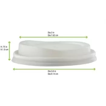 PacknWood Compostable Coffee Lid For 10 Oz, 12 Oz, 16 Oz, 20 Oz - Diam.3.54'' - 1000 pcs