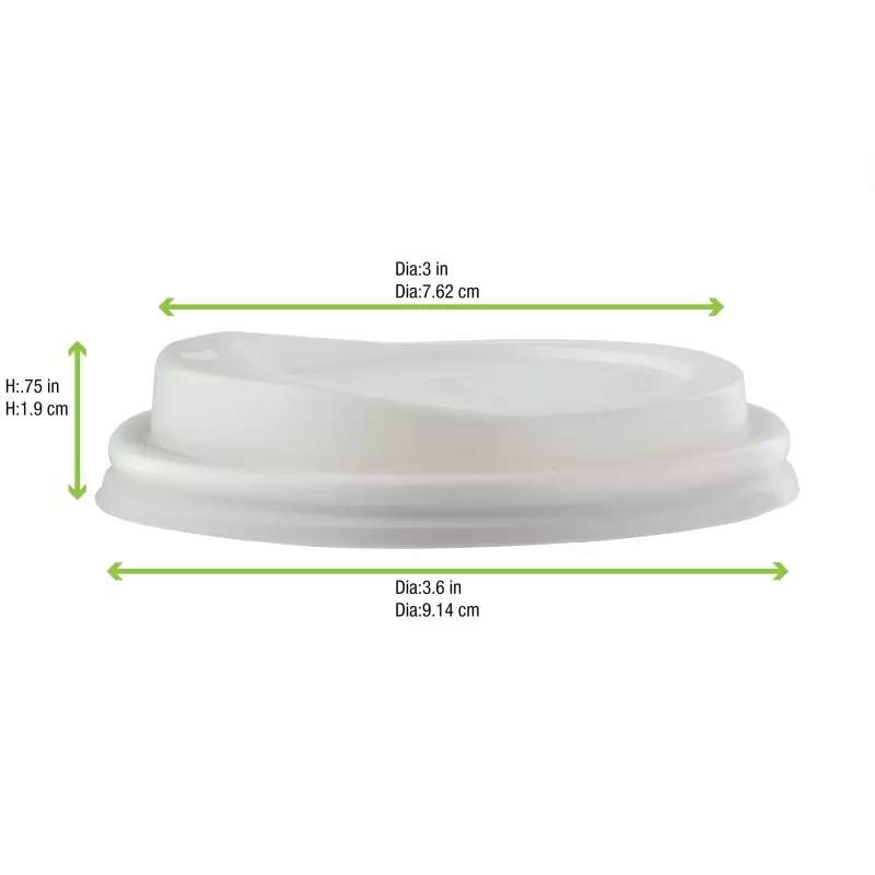 PacknWood Compostable Coffee Lid For 10 Oz, 12 Oz, 16 Oz, 20 Oz - Diam.3.54'' - 1000 pcs