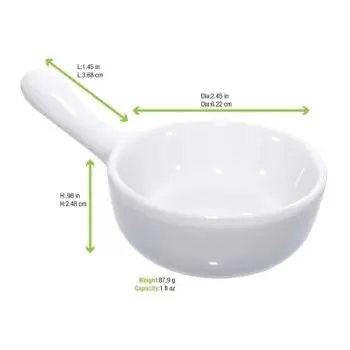 PacknWood Mini Porcelain Saucepan - 1oz Diam.2.5'' H:1.5'' - 24 pcs