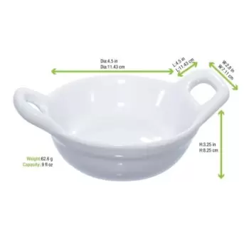 PacknWood Mini Porcelain Casserole Dish - 1oz Diam.2.5'' H:1'' - 24 pcs