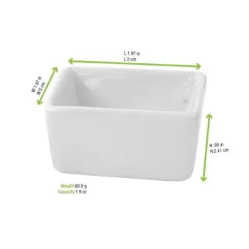 PacknWood Mini White Cubic Bowl - 2oz 2 x 2 x 1'' - 24 pcs