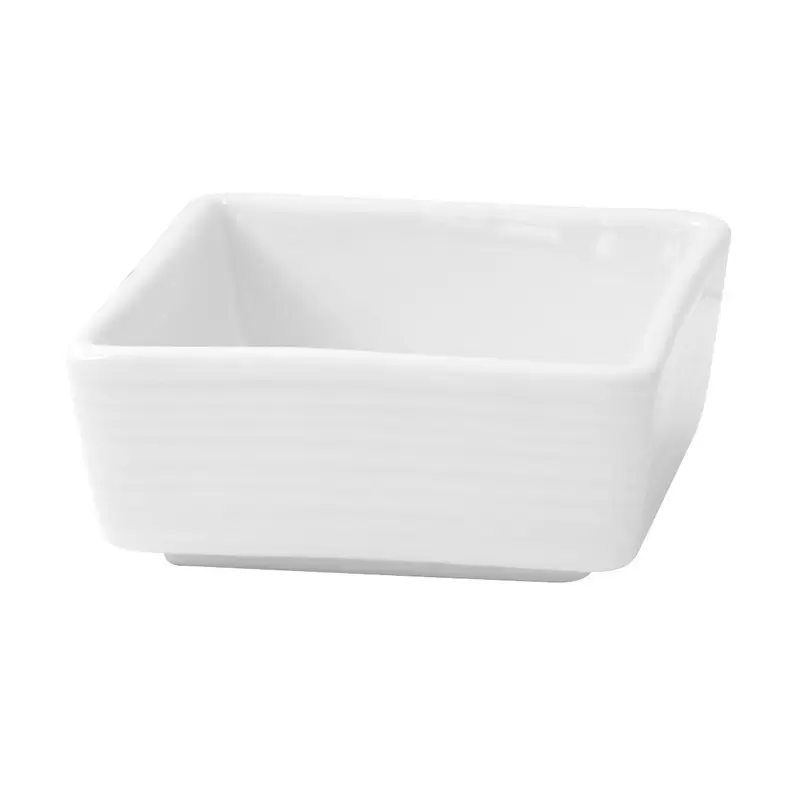 PacknWood Mini White Square Porcelain Sauce Dish - 2oz 2.8 x 2.8 x 1.2'' - 24 pcs