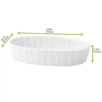 PacknWood Mini White Porcelain Oval Dish - 2oz 3.9 x 2.3 x 0.8'' - 24 pcs