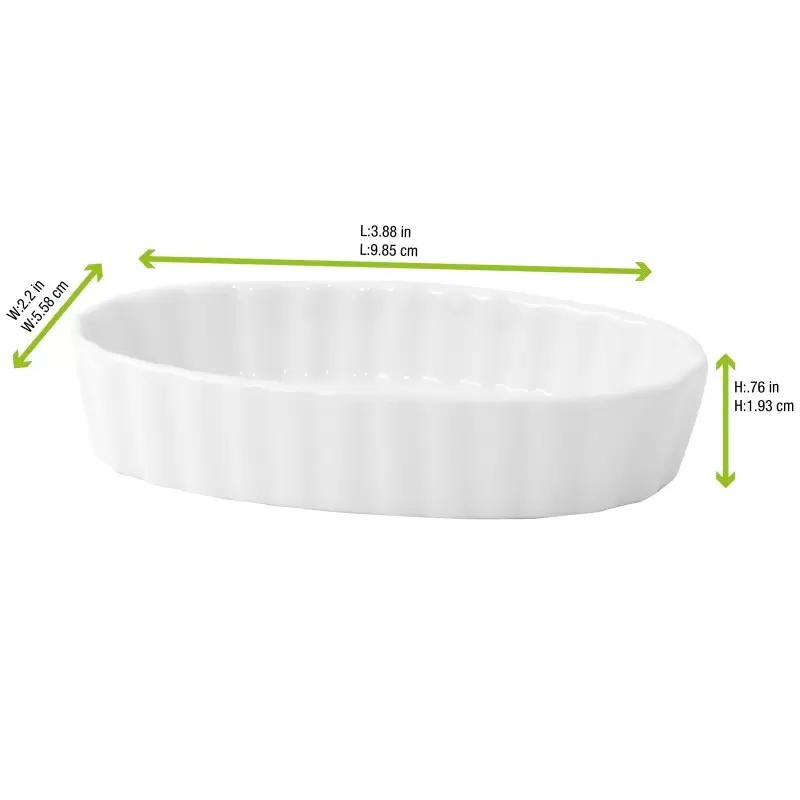 PacknWood Mini White Porcelain Oval Dish - 2oz 3.9 x 2.3 x 0.8'' - 24 pcs